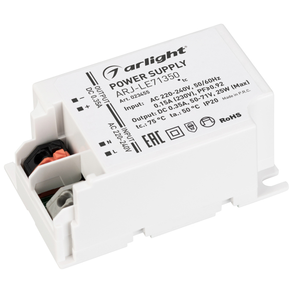 Блок питания ARJ-LE71350 (25W, 350mA, PFC) (ARL, IP20 Пластик, 3 года)