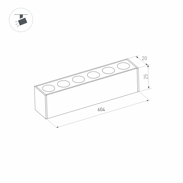 Светильник MAG-DOTS-25-L600-18W Day4000 (BK, 30 deg, 24V) (ARL, IP20 Металл, 3 года)