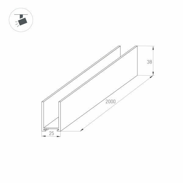 Трек MAG-TRACK-2538-2000 (BK) (ARL, IP20 Металл, 3 года)